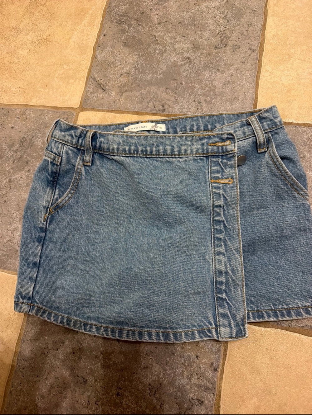 Altrd state Blue Denim Wrap Mini Skirt